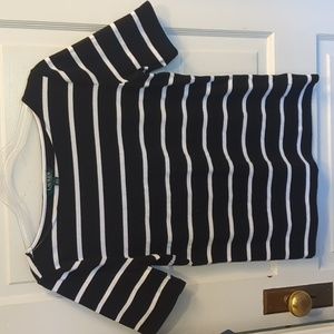 Ralph Lauren Black and White Striped Classic Short sleeve Shirt